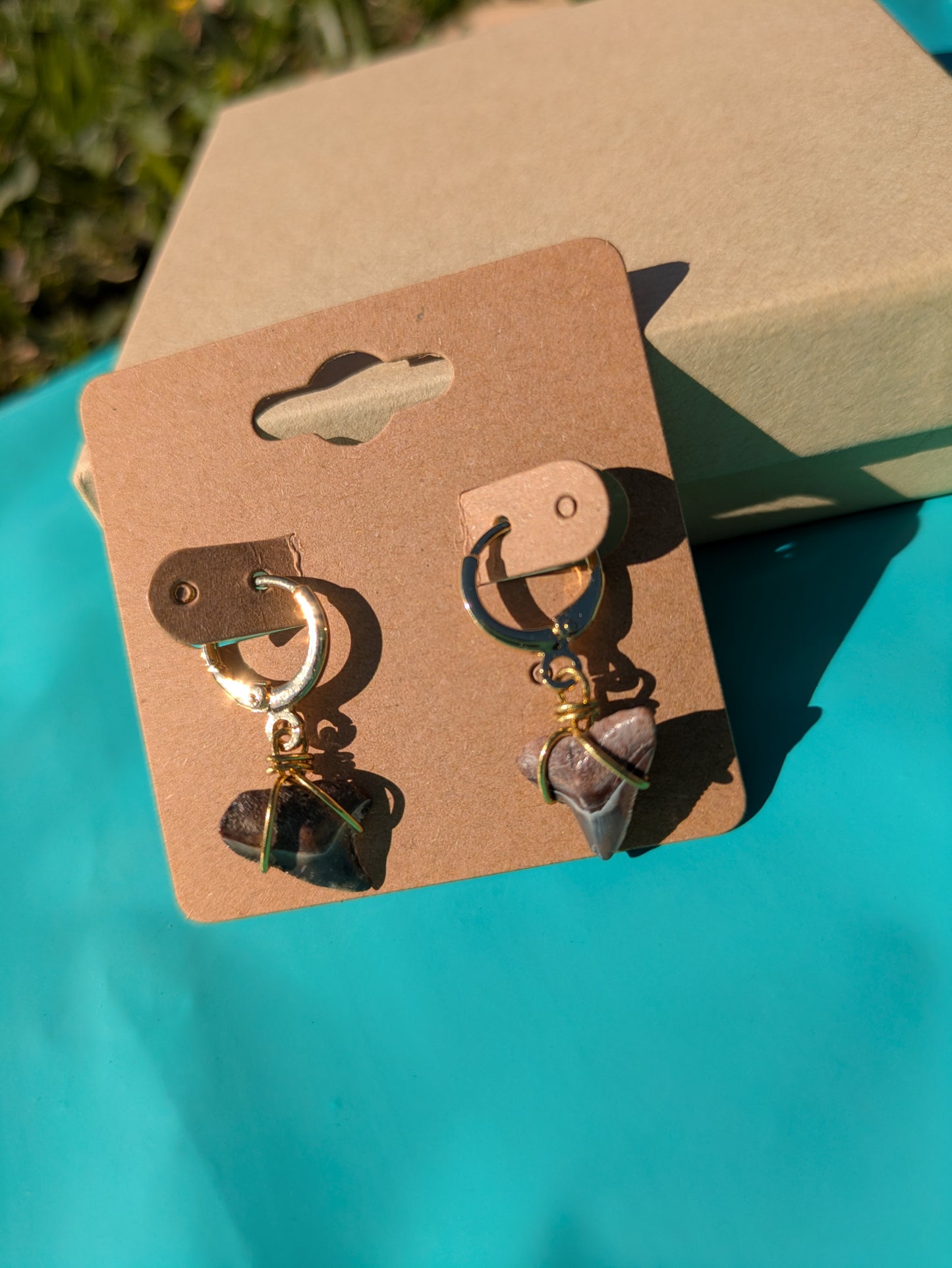 Bull Shark Gold Plated Dangle Earrings