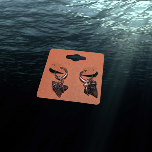 Bull Shark Dangle Silver Plated Earrings