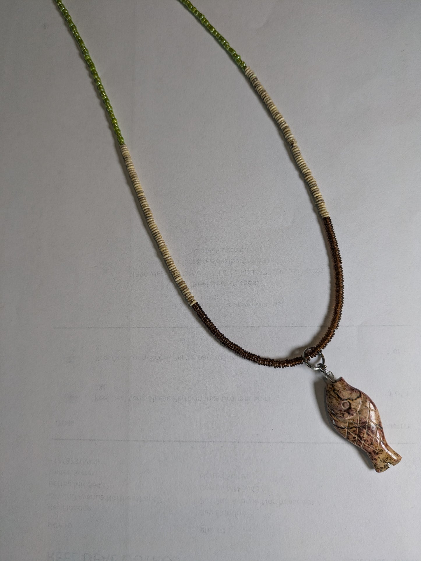Jasper Fish Long Beaded Necklace