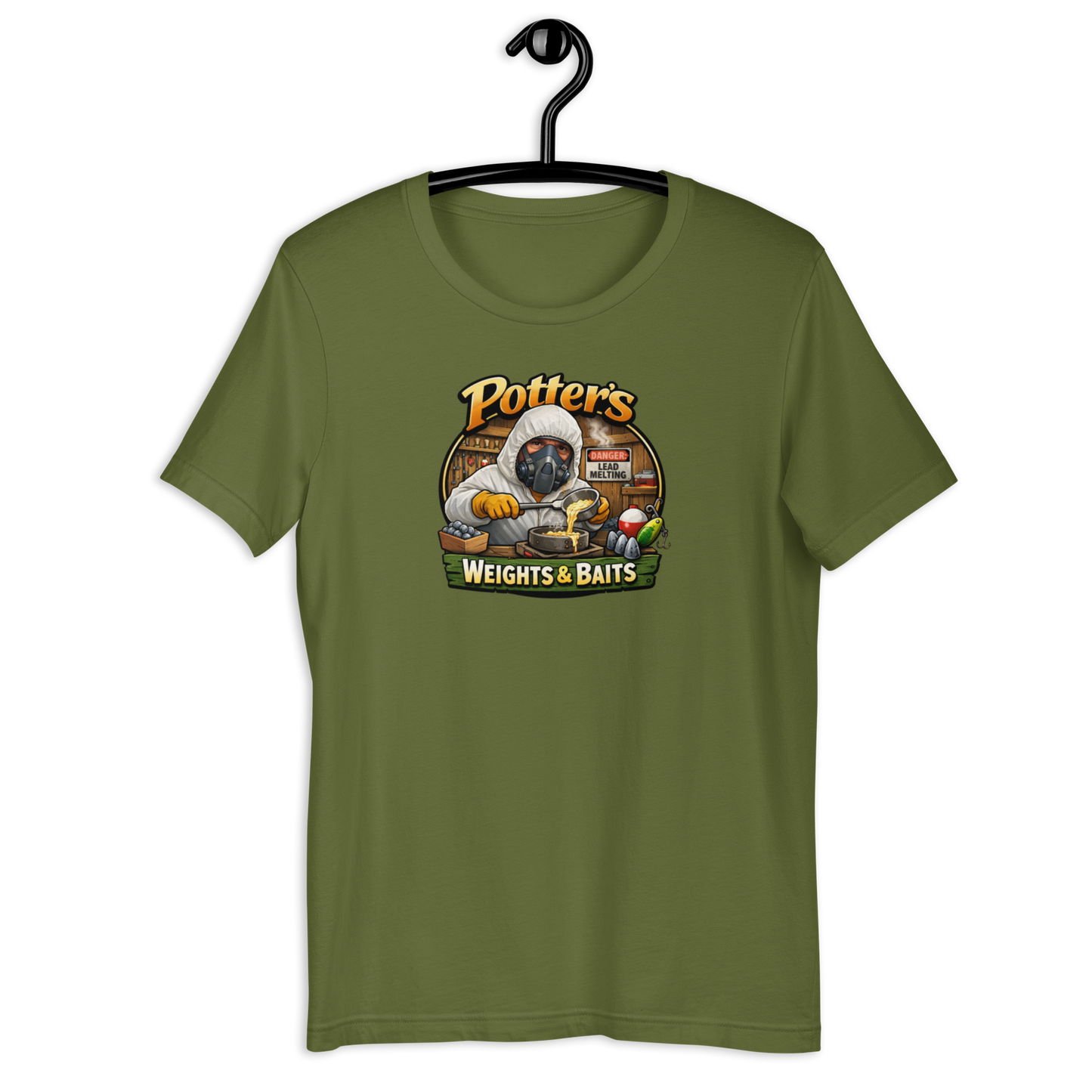 Potter's Weights & Baits Unisex Cotton T-Shirt - Olive