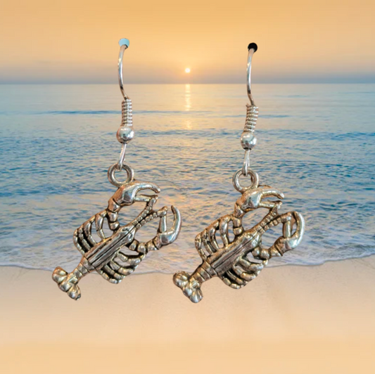 Lobster Dangle Earrings (Silver) - 1 12 Inch
