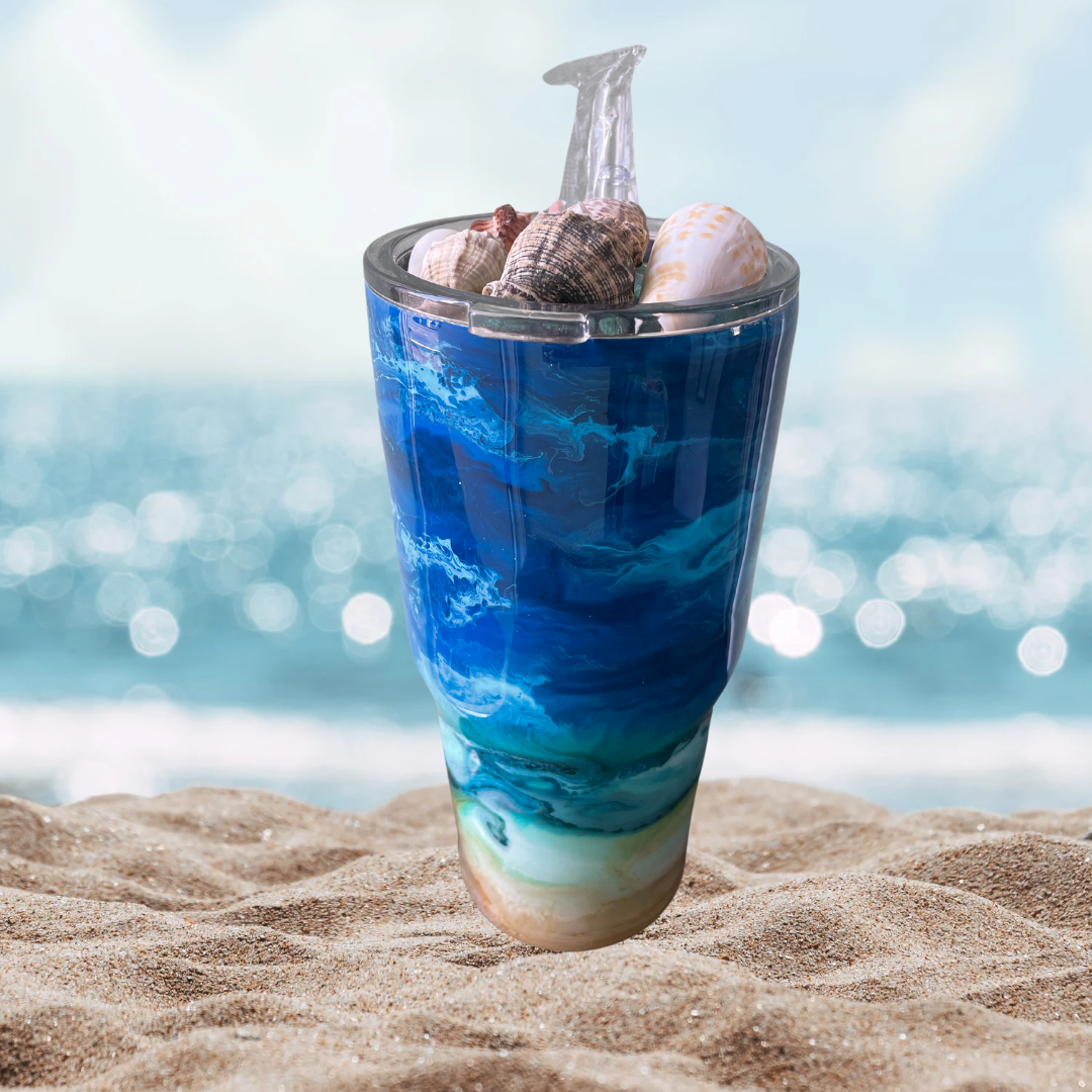30oz Straw Tumbler w Seashells