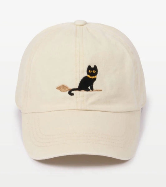 Halloween Black Cat Embroidery Cotton Baseball Cap