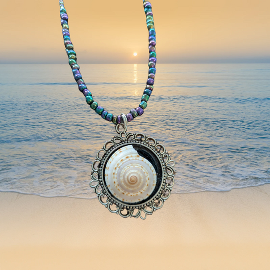 Beaded Spiral Shell Necklace