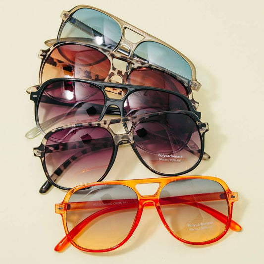 Vintage Style Gradient Aviator Sunglasses Set