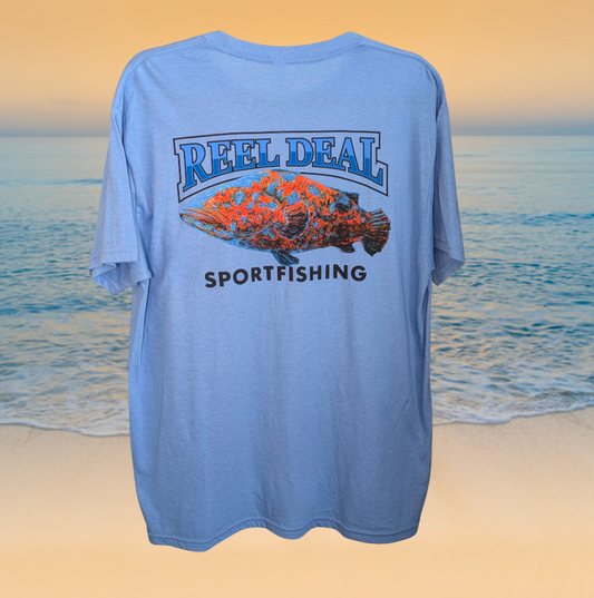 Reel Deal Short-Sleeve Grouper T-shirt in Light Blue