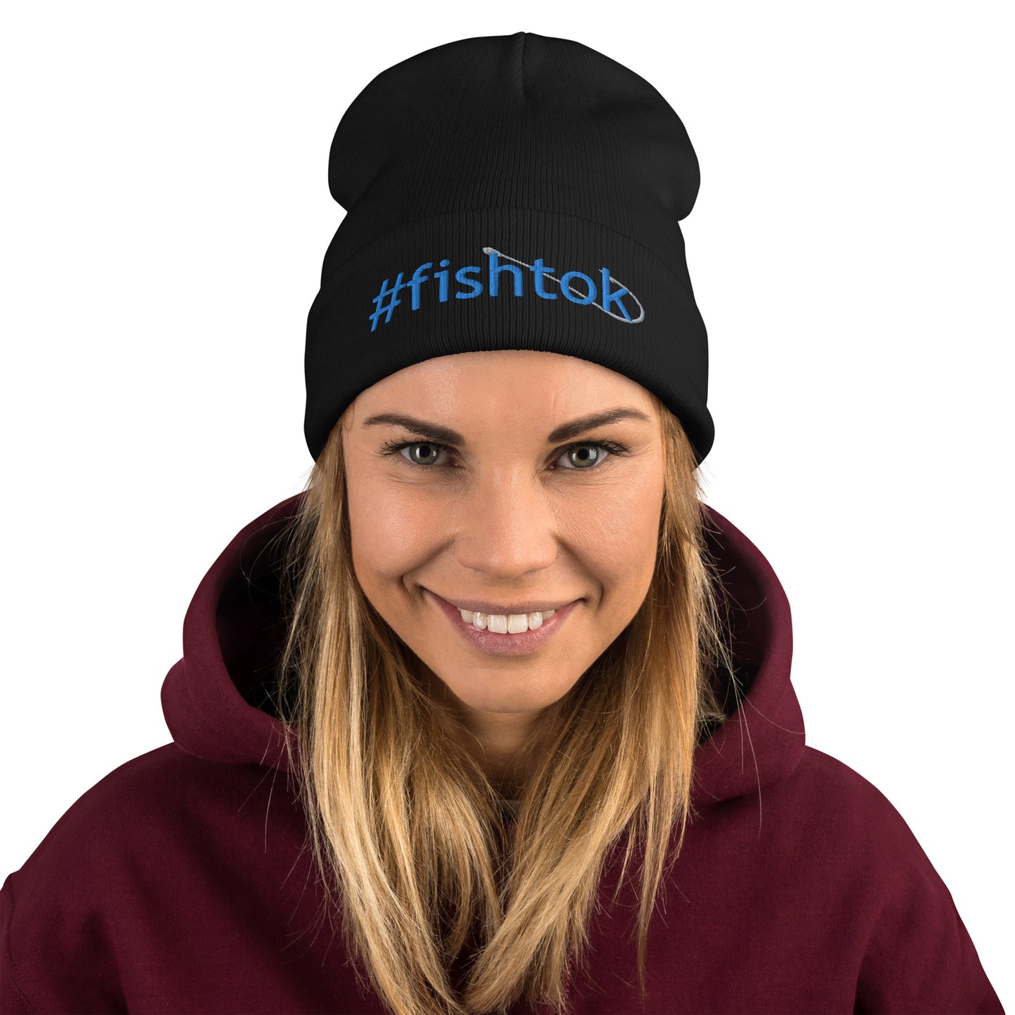 Blue #fishtok Embroidered Beanie