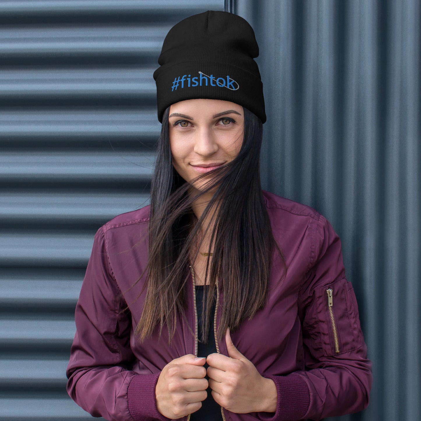 Blue #fishtok Embroidered Beanie