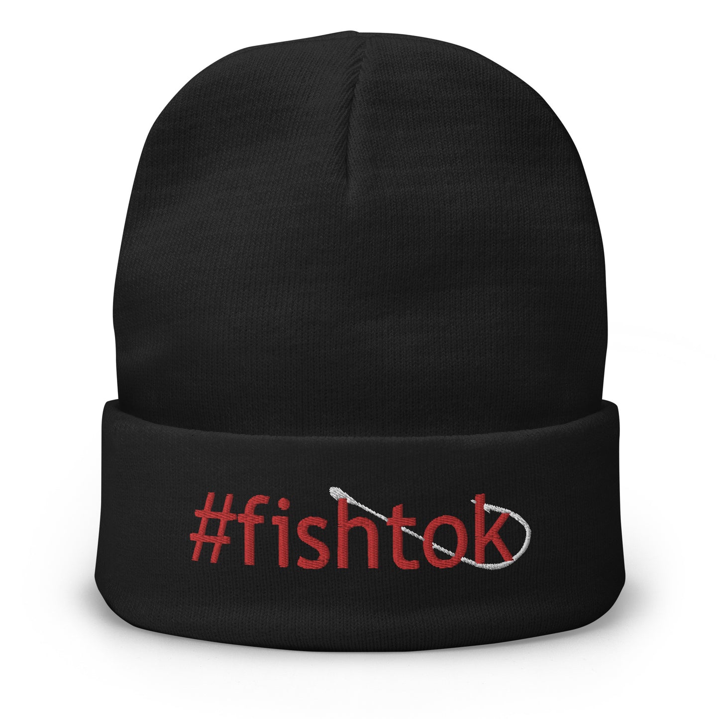 Red #fishtok Embroidered Beanie