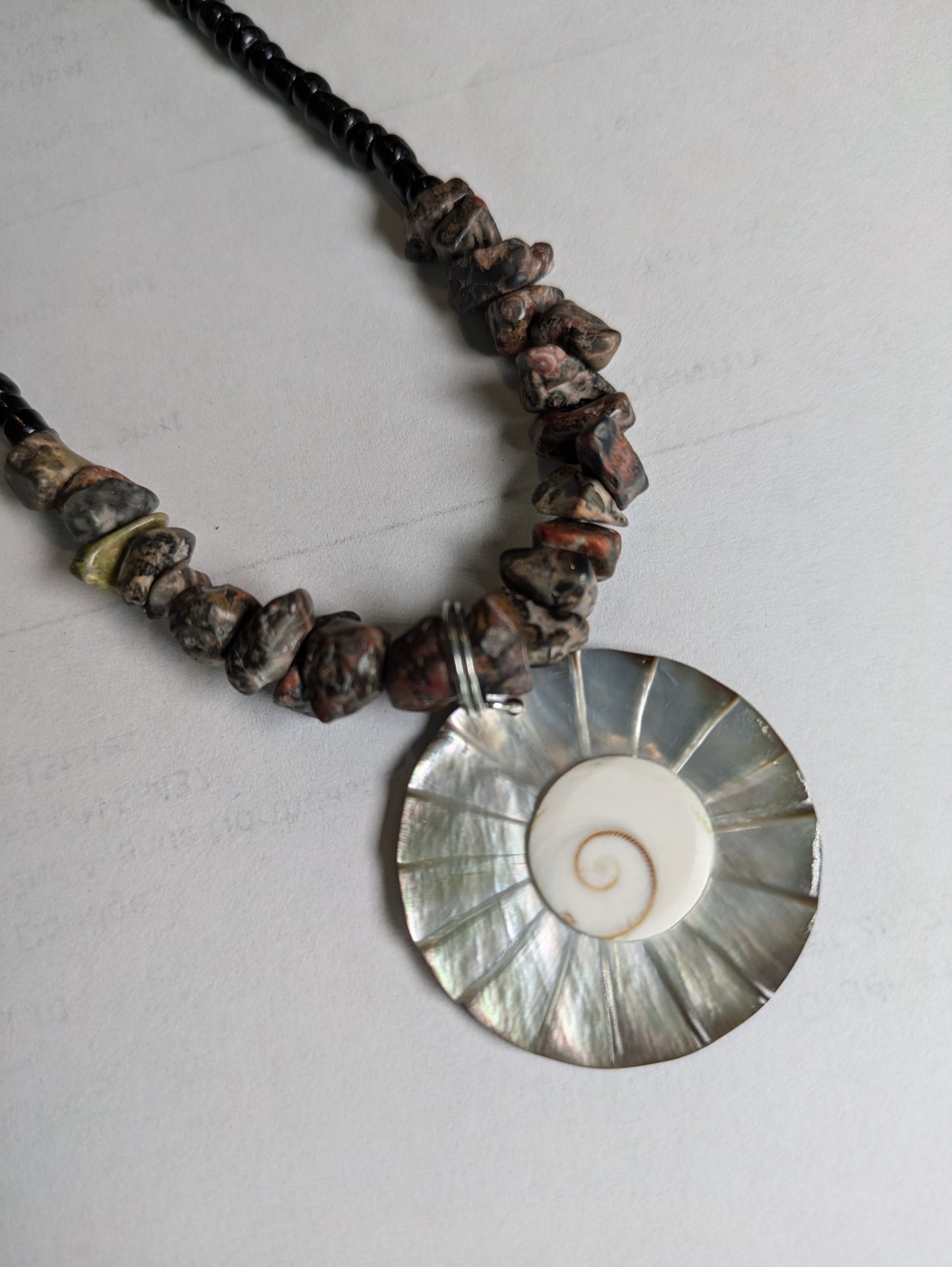 Spiral Shell Beaded Necklace