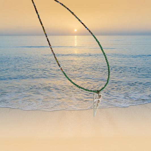 Beaded Sliced Shell Necklace