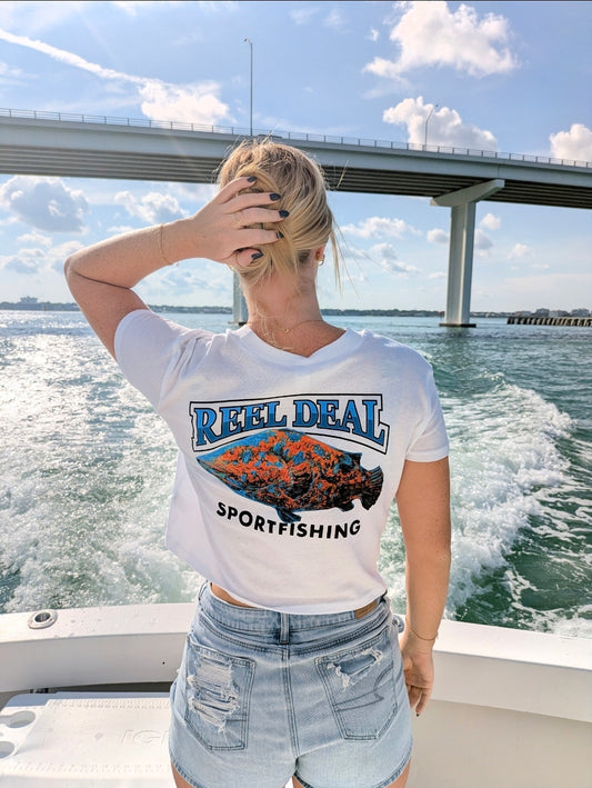Reel Deal Grouper Flowy Crop Top
