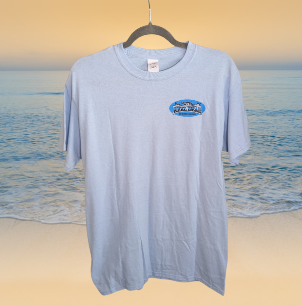 Reel Deal Cotton T-Shirt (Back Logo) Light Blue