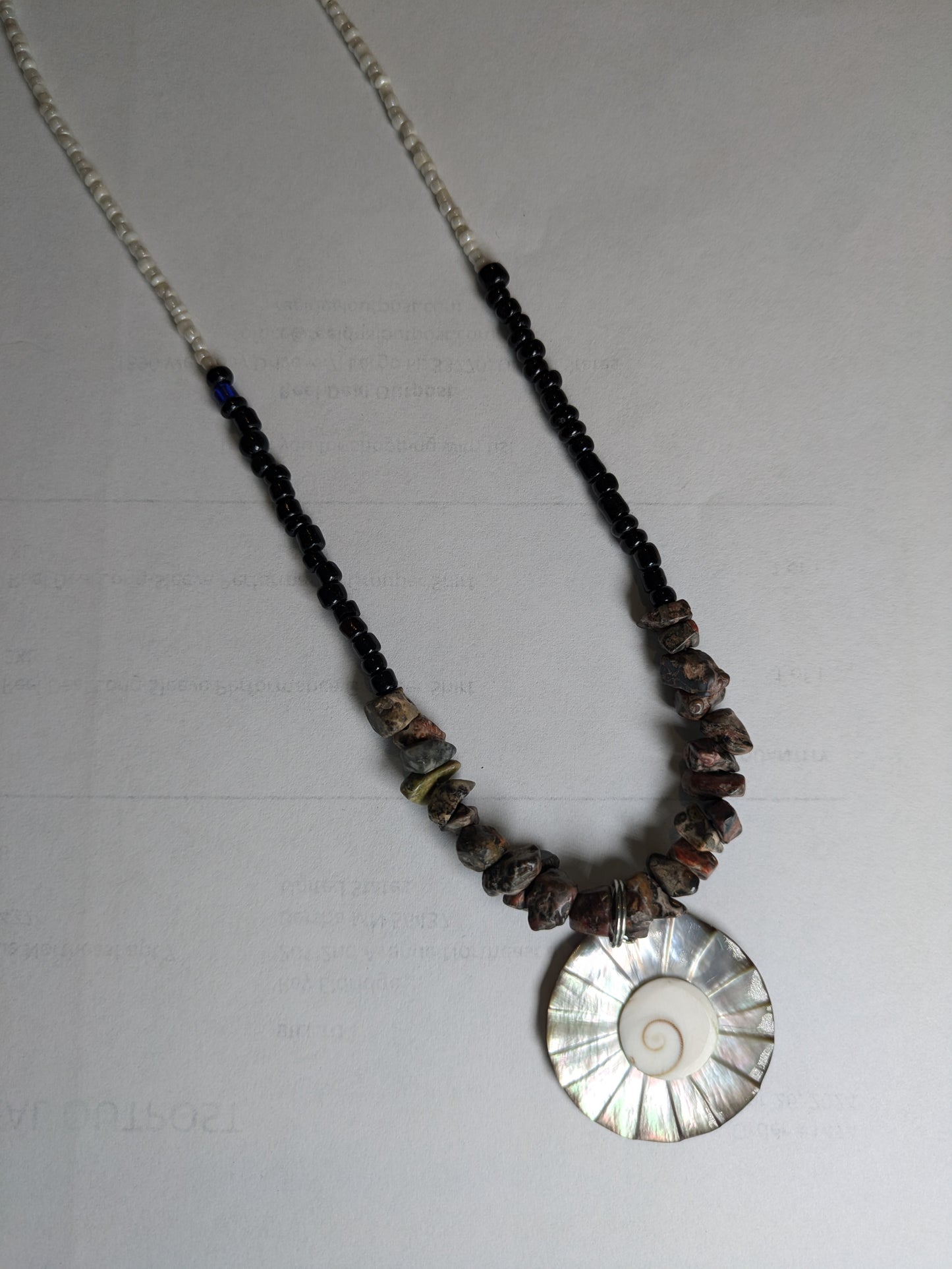 Spiral Shell Beaded Necklace