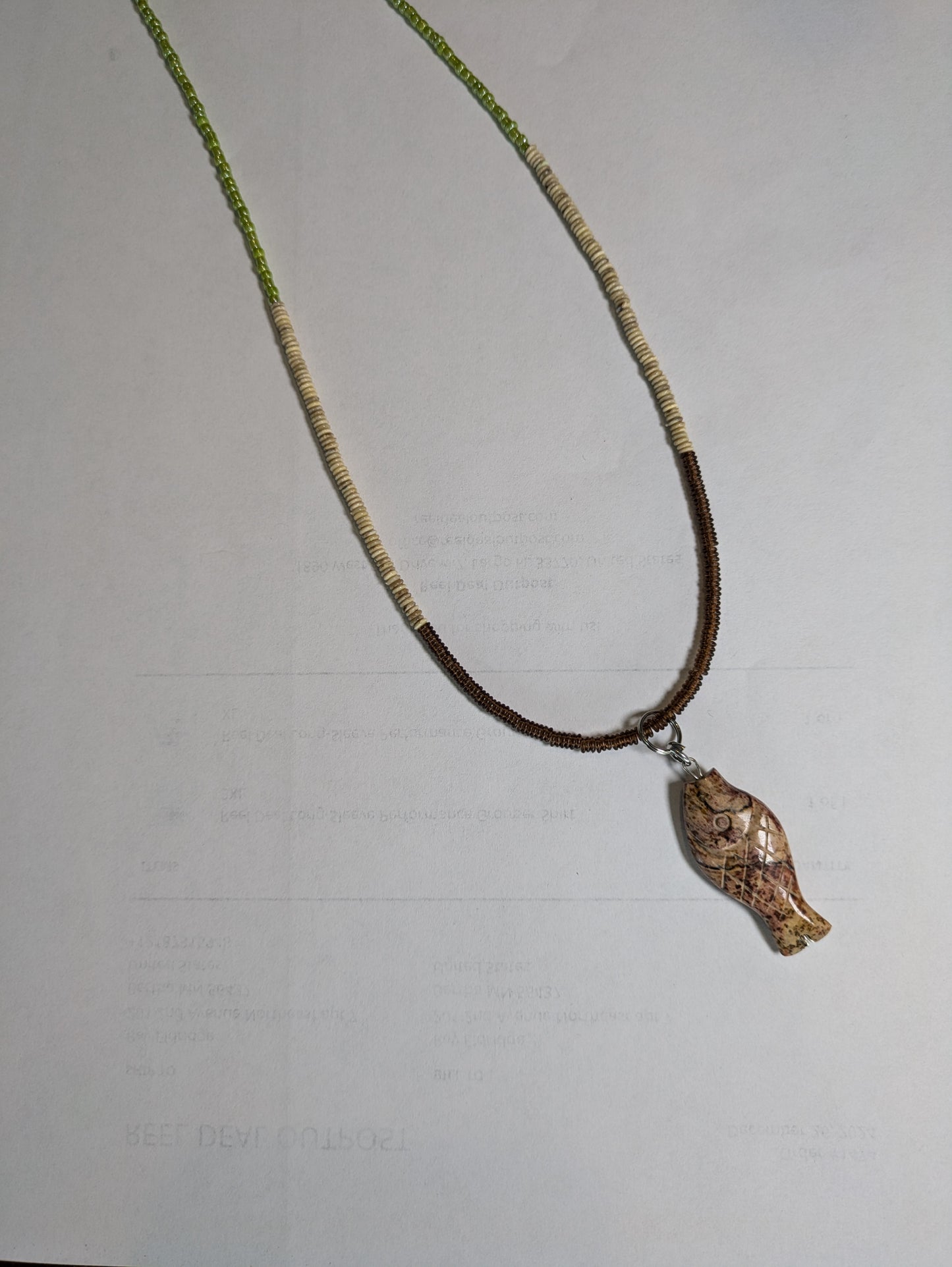 Jasper Fish Long Beaded Necklace