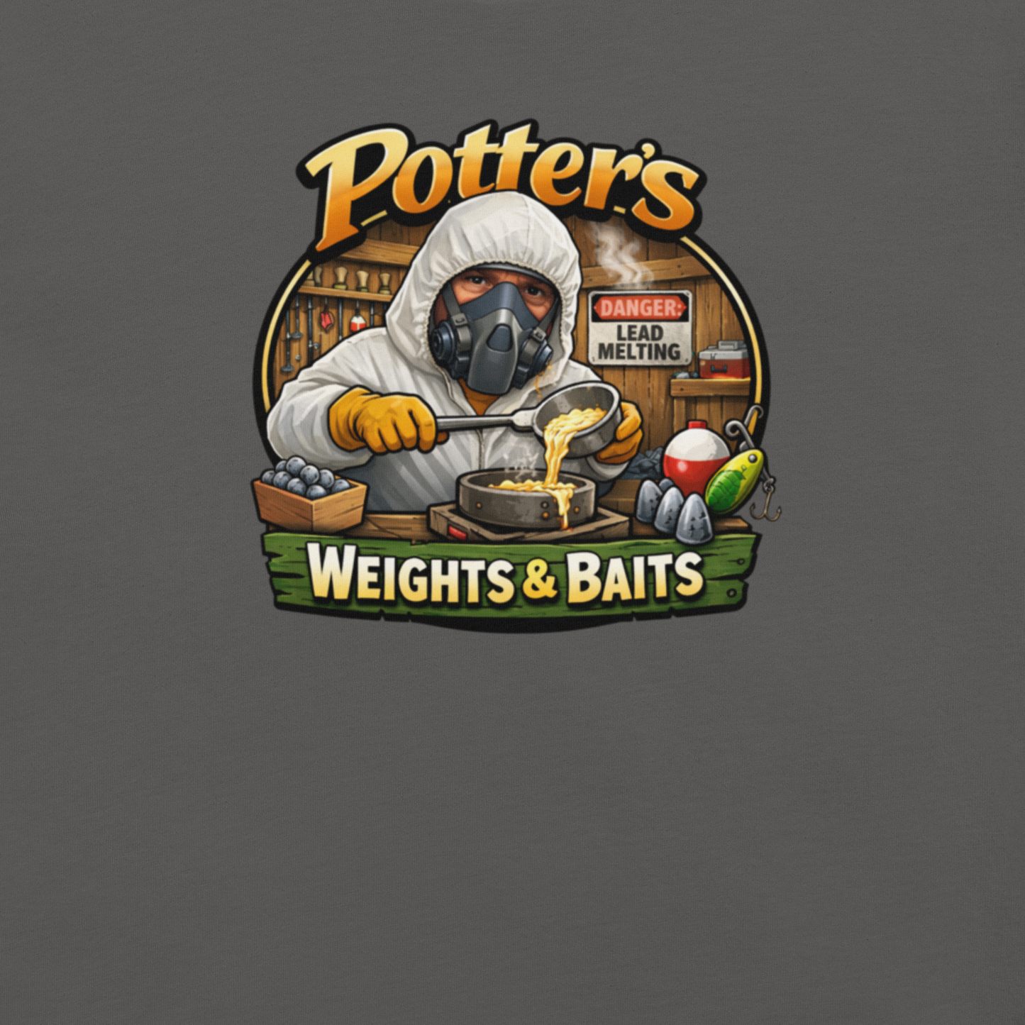 Potter's Weights & Baits Unisex Cotton T-Shirt - Grey