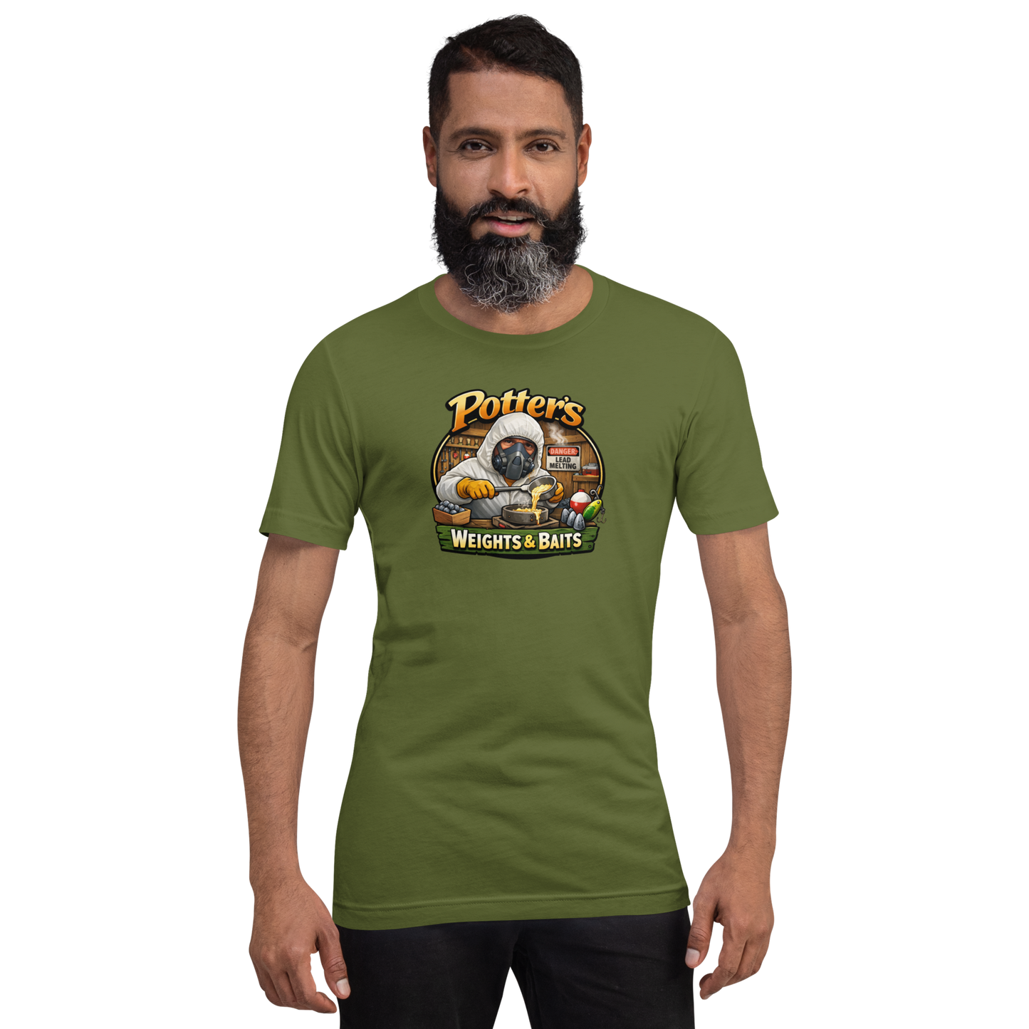 Potter's Weights & Baits Unisex Cotton T-Shirt - Olive